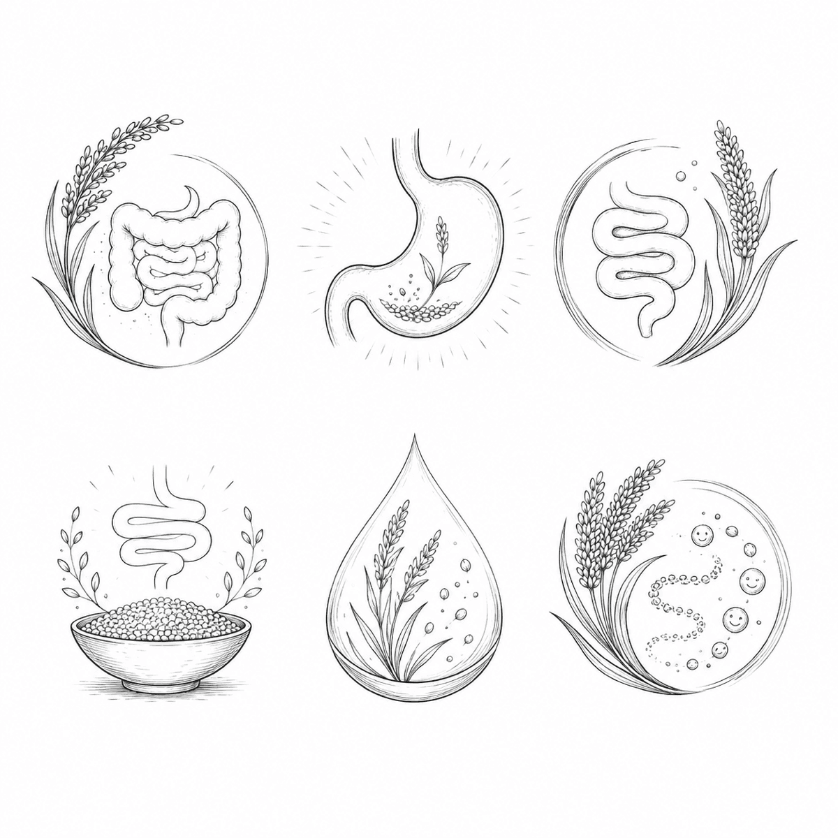 Gut Friendly, hand-drawn illustration