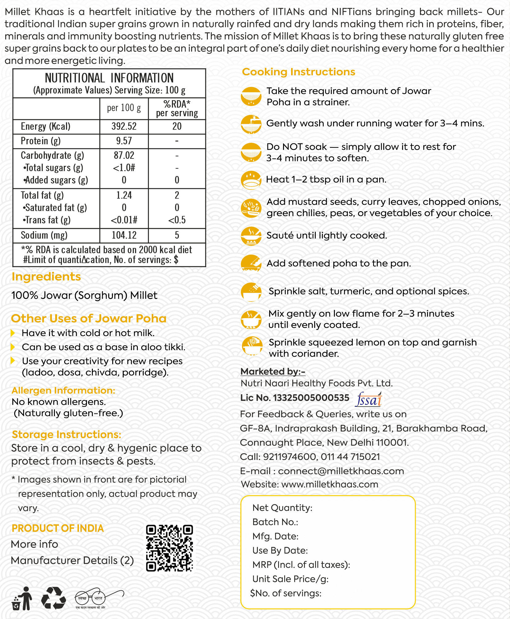Nutri Jowar Poha, pack-back