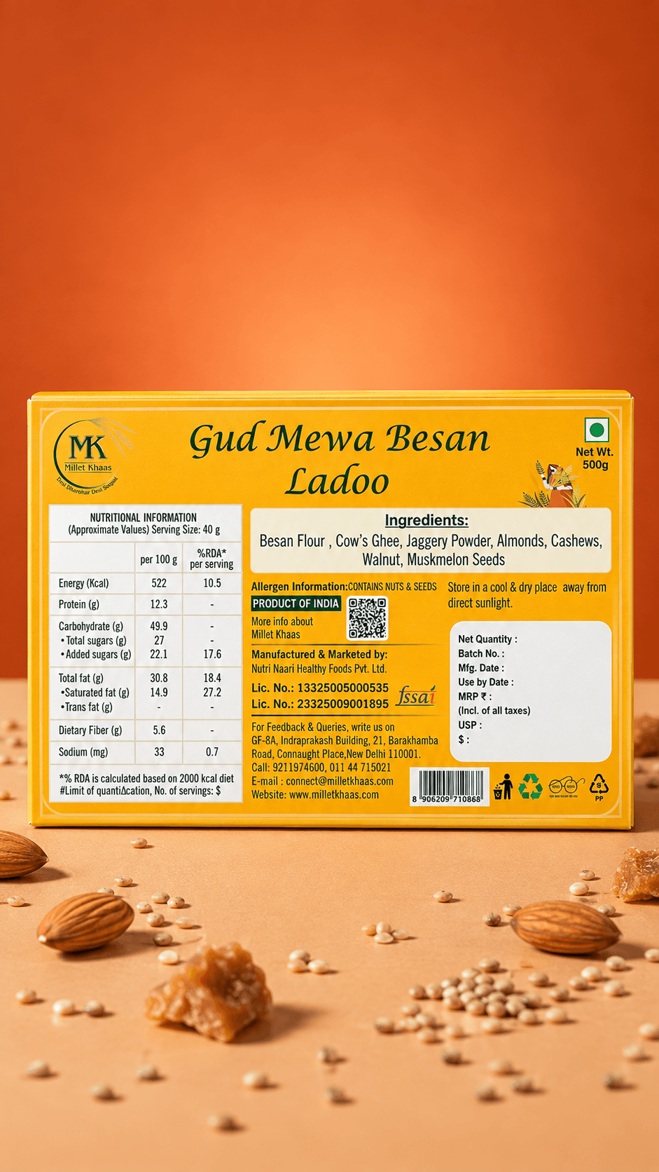 Gud Mewa Besan Ladoo, macro