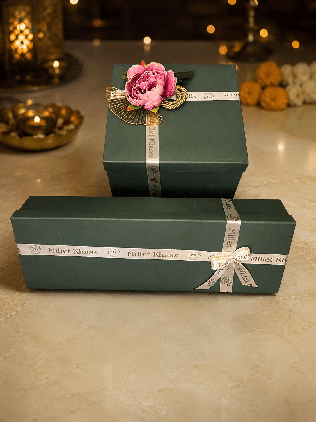 Millet Khaas gift boxes, ribboned and ready
